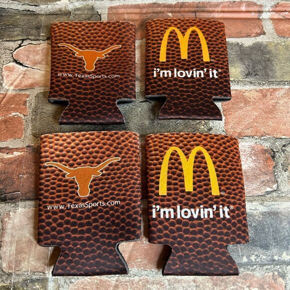 5 for $25🔥McDonald's Texas Longhorns Football Drink Koozies New- Bundle of 4 - Picture 1 of 4